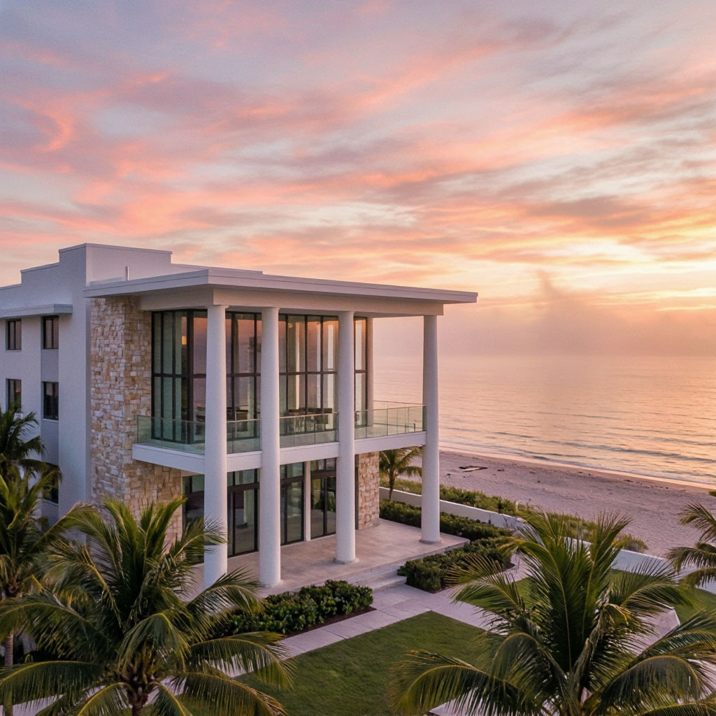 Coastal property in Miami Beach at sunrise