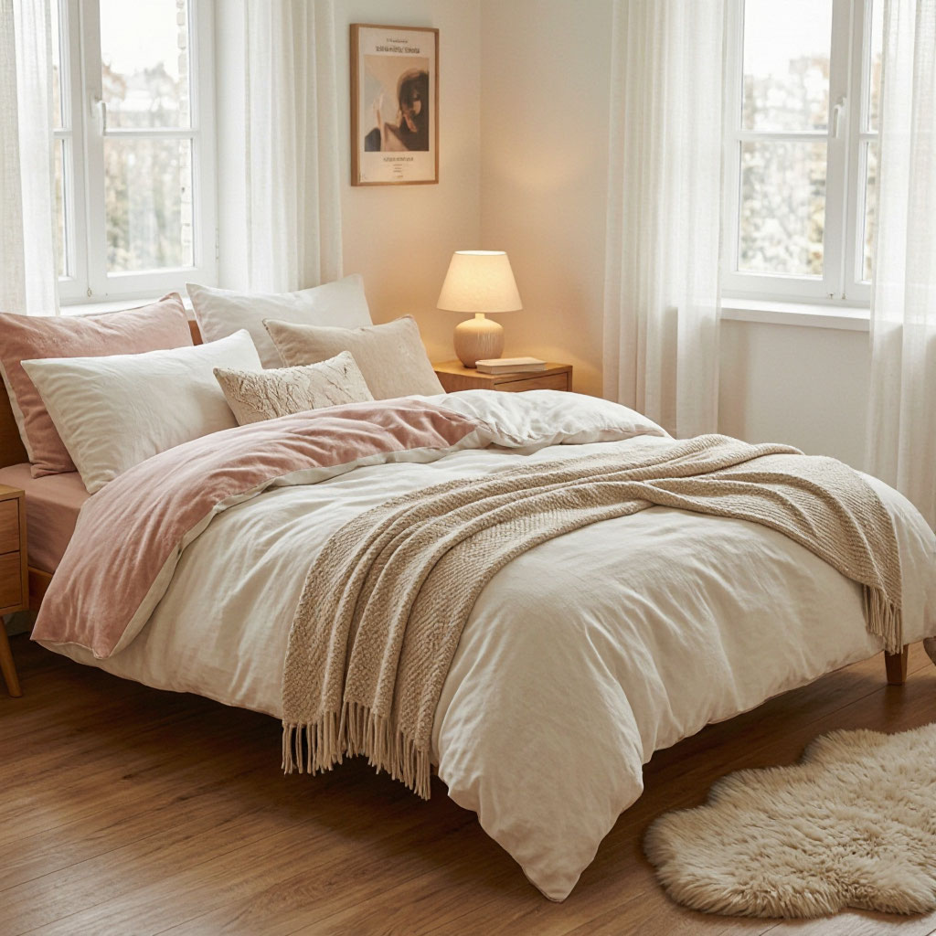 Cozy bedroom detail in an Airbnb listing