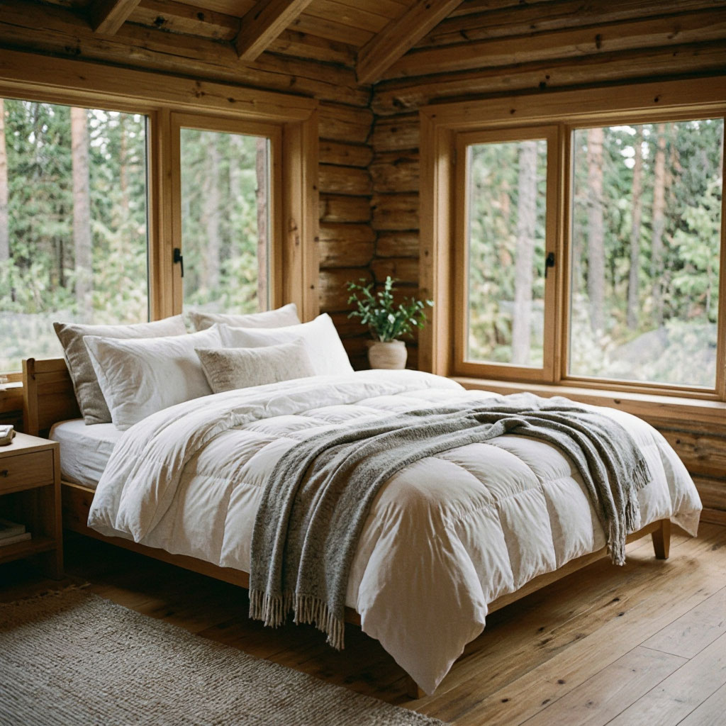 Cozy bedroom with natural light in a vacation home
